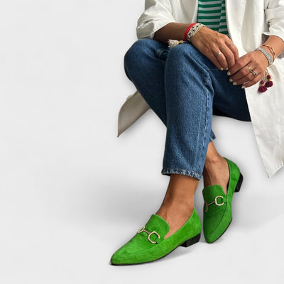 Kaia – Pointed Suede Slip-On Ballet Flats