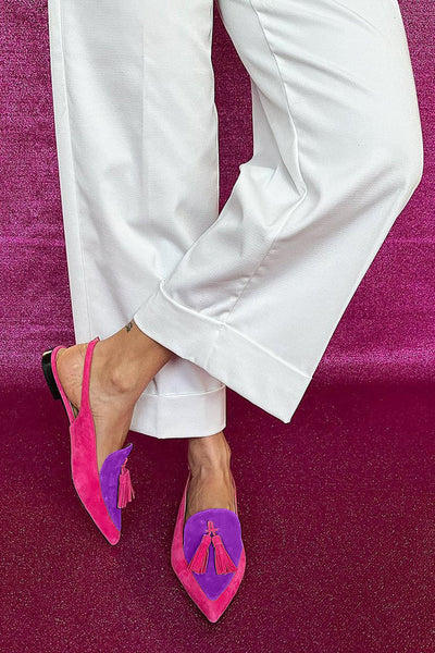 Frendessa - Ortophedic Colorful ballet flats with fringes and a decorative ankle strap