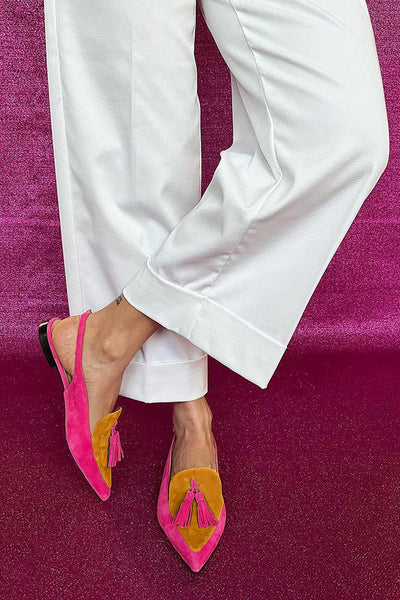 Frendessa - Ortophedic Colorful ballet flats with fringes and a decorative ankle strap